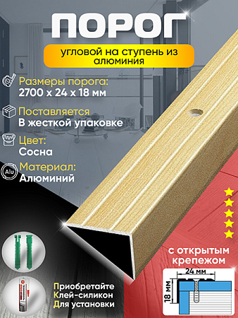 Порог ПУ 03 Цвет-081 угловой на ступень